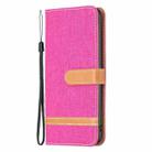 For iPhone 16 Pro Max Color Block Denim Texture Leather Phone Case(Rose Red) - 3