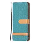 For iPhone 16 Pro Max Color Block Denim Texture Leather Phone Case(Green) - 3