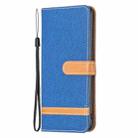 For iPhone 16 Pro Max Color Block Denim Texture Leather Phone Case(Dark Blue) - 3