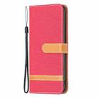 For iPhone 16 Pro Max Color Block Denim Texture Leather Phone Case(Red) - 3