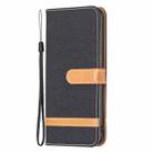 For iPhone 16 Pro Max Color Block Denim Texture Leather Phone Case(Black) - 3