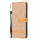 For iPhone 16 Color Block Denim Texture Leather Phone Case(Brown) - 3