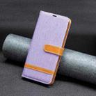 For iPhone 16 Color Block Denim Texture Leather Phone Case(Purple) - 2