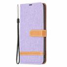 For iPhone 16 Color Block Denim Texture Leather Phone Case(Purple) - 3