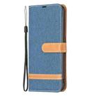 For iPhone 16 Color Block Denim Texture Leather Phone Case(Dark Blue) - 3