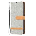 For iPhone 16 Color Block Denim Texture Leather Phone Case(Grey) - 3