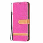 For iPhone 16 Plus Color Block Denim Texture Leather Phone Case(Rose Red) - 3