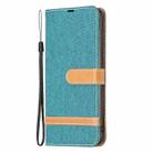 For iPhone 16 Plus Color Block Denim Texture Leather Phone Case(Green) - 3