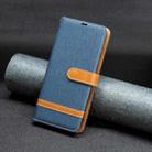 For iPhone 16 Plus Color Block Denim Texture Leather Phone Case(Dark Blue) - 2