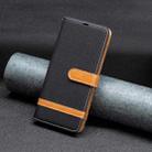 For iPhone 16 Plus Color Block Denim Texture Leather Phone Case(Black) - 2