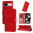 For Google Pixel 7a Embossed Sunflower Leather Phone Case(Red) - 1