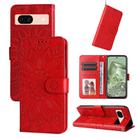 For Google Pixel 8a Embossed Sunflower Leather Phone Case(Red) - 1