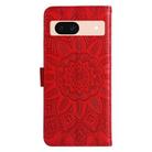 For Google Pixel 8a Embossed Sunflower Leather Phone Case(Red) - 3