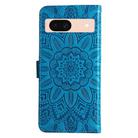 For Google Pixel 8a Embossed Sunflower Leather Phone Case(Blue) - 3