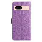 For Google Pixel 8a Embossed Sunflower Leather Phone Case(Purple) - 3