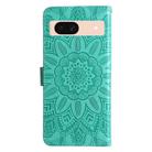 For Google Pixel 8a Embossed Sunflower Leather Phone Case(Green) - 3