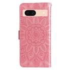 For Google Pixel 8a Embossed Sunflower Leather Phone Case(Rose Gold) - 3