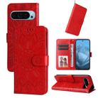 For Google Pixel 9 Embossed Sunflower Leather Phone Case(Red) - 1