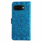 For Google Pixel 9a Embossed Sunflower Leather Phone Case(Blue) - 3