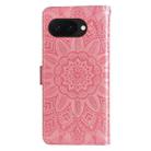 For Google Pixel 9a Embossed Sunflower Leather Phone Case(Rose Gold) - 3