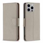 For iPhone 15 Pro Max Litchi Texture Pure Color Flip Leather Phone Case(Grey) - 1