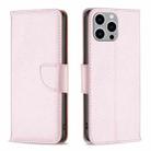 For iPhone 15 Pro Max Litchi Texture Pure Color Flip Leather Phone Case(Rose Gold) - 1