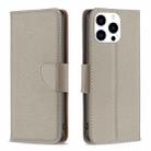 For iPhone 16 Pro Max Litchi Texture Pure Color Flip Leather Phone Case(Grey) - 1