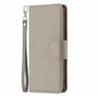 For iPhone 16 Pro Max Litchi Texture Pure Color Flip Leather Phone Case(Grey) - 3