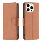 For iPhone 16 Pro Max Litchi Texture Pure Color Flip Leather Phone Case(Brown) - 1