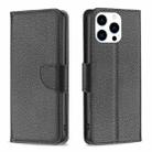 For iPhone 16 Pro Max Litchi Texture Pure Color Flip Leather Phone Case(Black) - 1