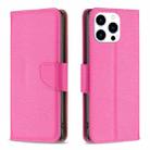 For iPhone 16 Pro Max Litchi Texture Pure Color Flip Leather Phone Case(Rose Red) - 1