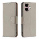 For iPhone 16 Litchi Texture Pure Color Flip Leather Phone Case(Grey) - 1
