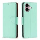 For iPhone 16 Litchi Texture Pure Color Flip Leather Phone Case(Green) - 1