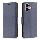 For iPhone 16 Litchi Texture Pure Color Flip Leather Phone Case(Blue) - 1