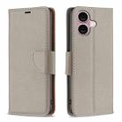 For iPhone 16 Plus Litchi Texture Pure Color Flip Leather Phone Case(Grey) - 1