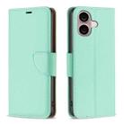 For iPhone 16 Plus Litchi Texture Pure Color Flip Leather Phone Case(Green) - 1