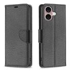 For iPhone 16 Plus Litchi Texture Pure Color Flip Leather Phone Case(Black) - 1