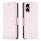 For iPhone 16 Plus Litchi Texture Pure Color Flip Leather Phone Case(Rose Gold) - 1