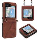 For Samsung Galaxy Z Flip5 5G Crossbody 3D Embossed Flip Leather Phone Case(Brown) - 1