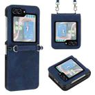 For Samsung Galaxy Z Flip5 5G Crossbody 3D Embossed Flip Leather Phone Case(Blue) - 1