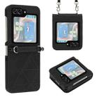 For Samsung Galaxy Z Flip5 5G Crossbody 3D Embossed Flip Leather Phone Case(Black) - 1