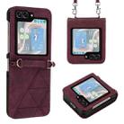 For Samsung Galaxy Z Flip5 5G Crossbody 3D Embossed Flip Leather Phone Case(Wine Red) - 1