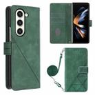 For Samsung Galaxy Z Fold5 5G Crossbody 3D Embossed Flip Leather Phone Case(Dark Green) - 1