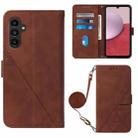 For Samsung Galaxy A25 5G / A24 Crossbody 3D Embossed Flip Leather Phone Case(Brown) - 1