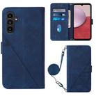 For Samsung Galaxy A25 5G / A24 Crossbody 3D Embossed Flip Leather Phone Case(Blue) - 1