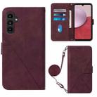 For Samsung Galaxy S23 FE 5G Crossbody 3D Embossed Flip Leather Phone Case(Wine Red) - 1
