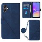 For Samsung Galaxy A05 Crossbody 3D Embossed Flip Leather Phone Case(Blue) - 1