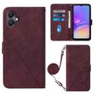 For Samsung Galaxy A05 Crossbody 3D Embossed Flip Leather Phone Case(Wine Red) - 1