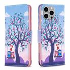 For iPhone 15 Pro Max Colored Drawing Pattern Flip Leather Phone Case(Owl) - 1