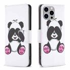 For iPhone 15 Pro Max Colored Drawing Pattern Flip Leather Phone Case(Panda) - 1